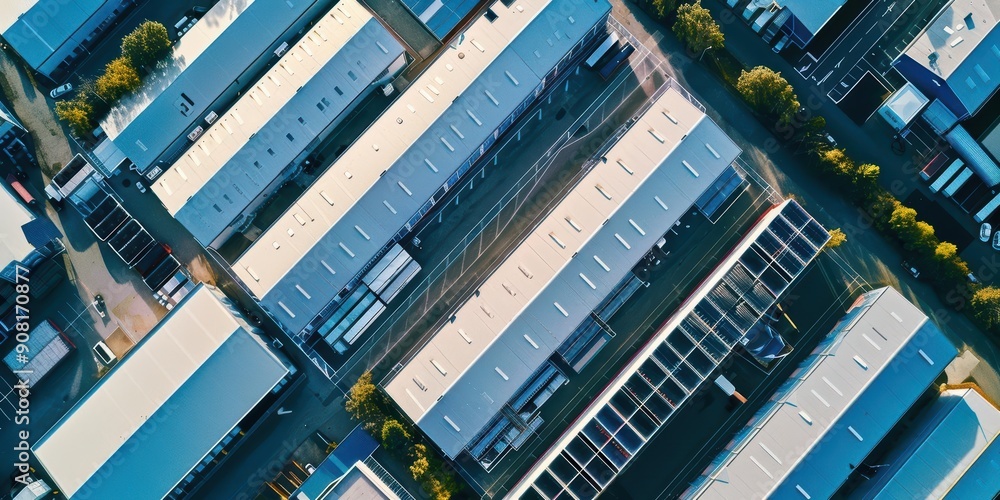 Aerial view of a data center, representing information storage Aerial view of a data center, representing information storage