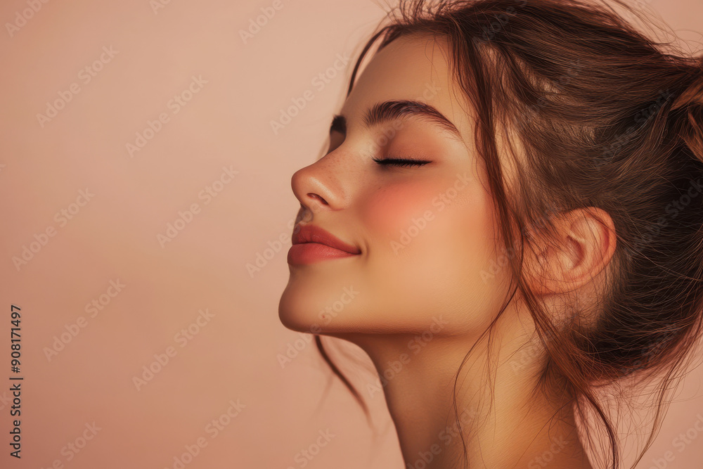 A close up of a girl's face with her eyes closed A close up of a girl's face with her eyes closed