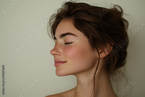 Wallpaper Mural A close up of a girl's face with her eyes closed Torontodigital.ca