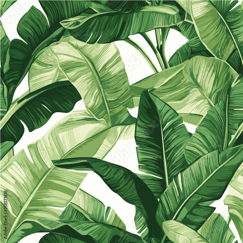 Vector illustration of banana leaf Seamless Pattern