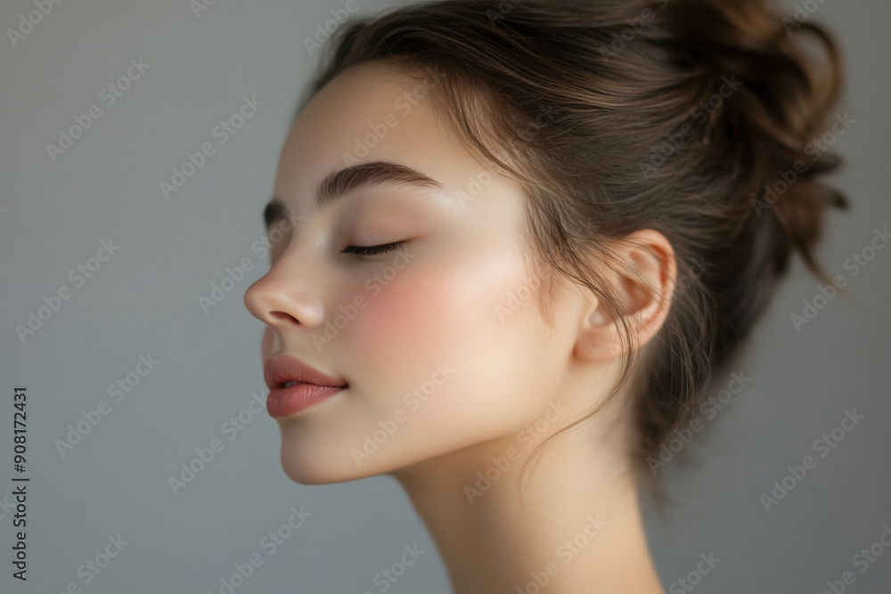 Fototapeta premium A close up of a girl's face with her eyes closed