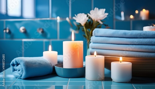 candles and towels