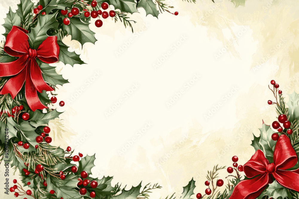 Christmas banner with a festive wreath and space for custom design. Christmas banner with a festive wreath and space for custom design.