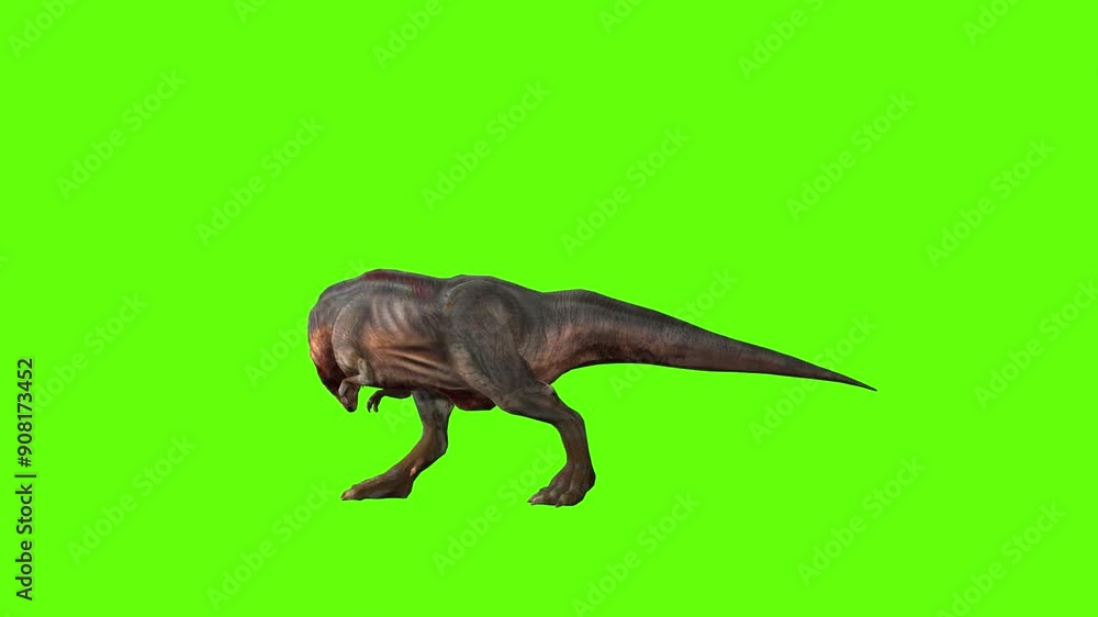 T-rex momma dinosaur sprint look right green screen animation 3D rendering T-rex momma dinosaur sprint look right green screen animation 3D rendering