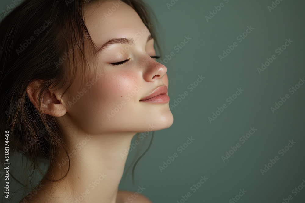 A close up of a girl's face with her eyes closed A close up of a girl's face with her eyes closed