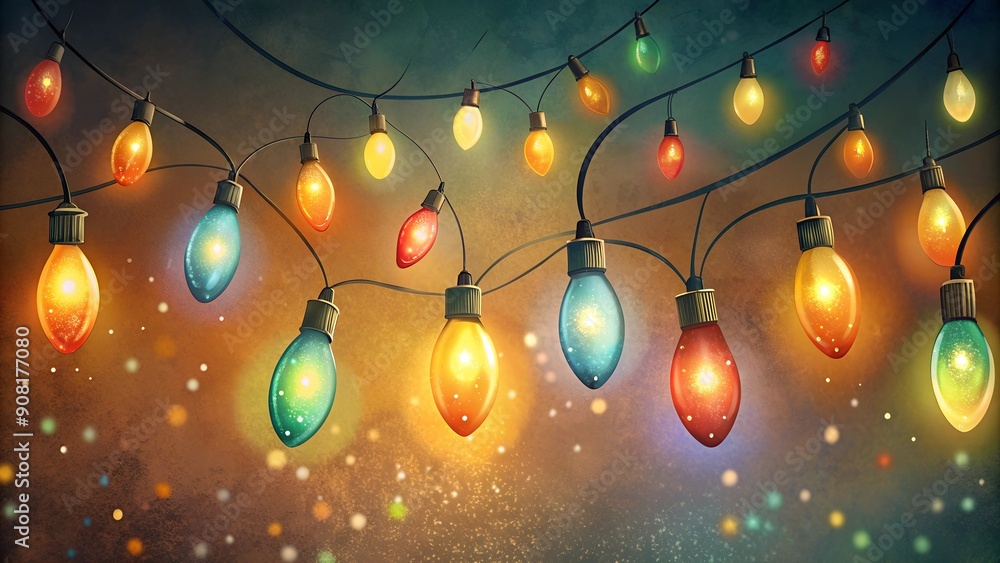 Glowing Multicolored Christmas Lights Against a Bokeh Background Glowing Multicolored Christmas Lights Against a Bokeh Background
