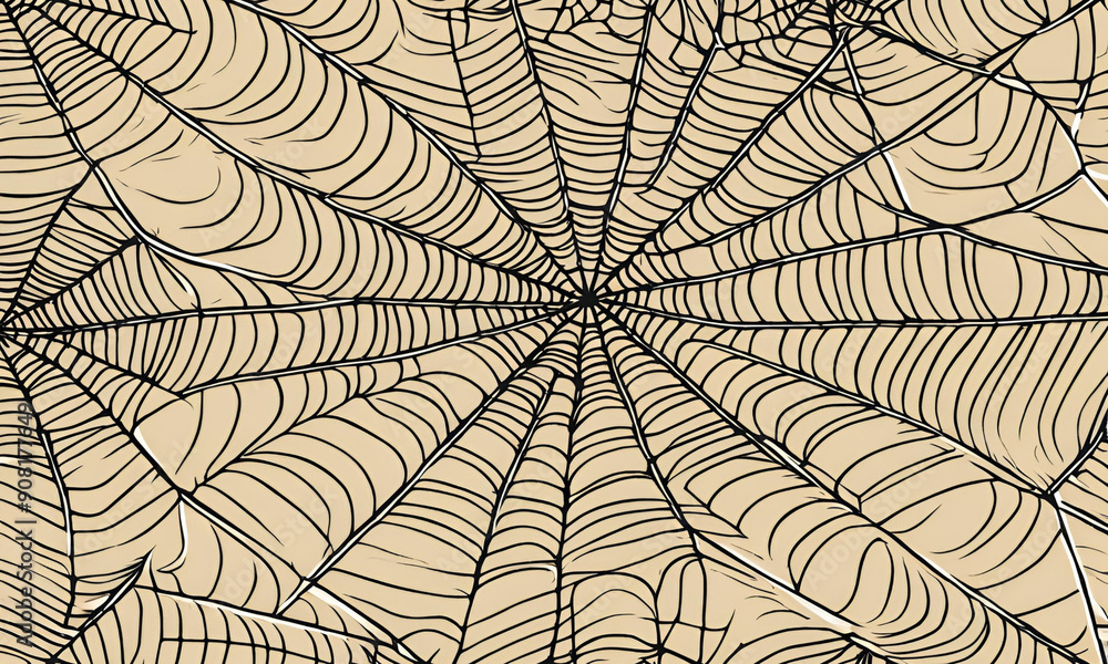 Obraz premium Hand-Drawn Abstract Spider Web Design on Beige Background