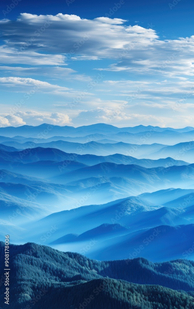 Mountains rise in the background as a colorful autumn forest unfolds, showcasing nature’s beauty during a serene and tranquil morning Mountains rise in the background as a colorful autumn forest unfolds, showcasing nature’s beauty during a serene and tranquil morning