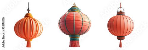 Chinese Lanterns Collection Isolated on Transparent Background