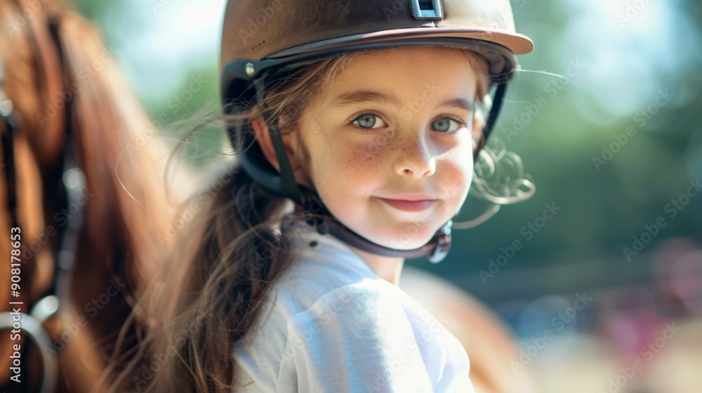 A Young Equestrian's Focused Gaze, Close Up Portrait of a Girl Wearing a Riding Helmet, Horse and Rider, Equestrian Sports, Riding Helmet, Equestrian Photography, Young Rider A Young Equestrian's Focused Gaze, Close Up Portrait of a Girl Wearing a Riding Helmet, Horse and Rider, Equestrian Sports, Riding Helmet, Equestrian Photography, Young Rider