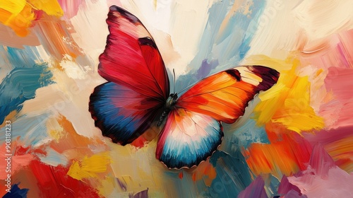 Stunning Butterfly Abstract Art with Oil Painting Effect and Bold Colors