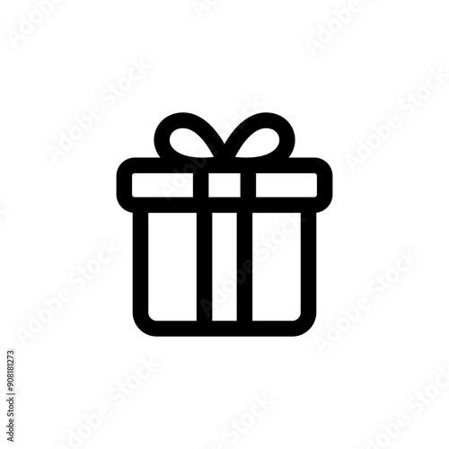 Gift icon. Vector gift box symbol. Birthday present, Christmas gift icon. Black line gift box icon.