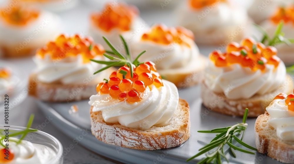 Crostini and garnishes on a plate of food Crostini and garnishes on a plate of food