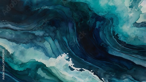 Textured blue and white abstract background illustration, wavy seamless pattern vintage