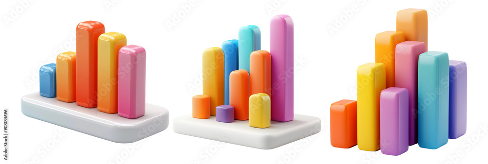 Stacked Bar Graphs in Multicolor Isolated on Transparent Background Stacked Bar Graphs in Multicolor Isolated on Transparent Background