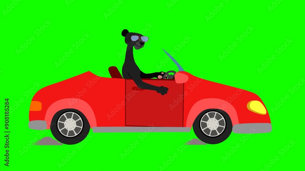 Black panther driving a car Black panther driving a car