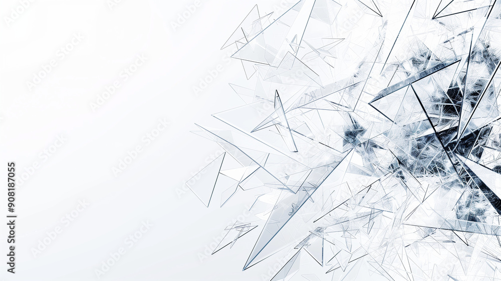 Digital design of clean white background for website, with metallic futuristic sharp crystal patterns only on the right side. The rest of the space is clean and white for text, modern and dynamic aest Digital design of clean white background for website, with metallic futuristic sharp crystal patterns only on the right side. The rest of the space is clean and white for text, modern and dynamic aest