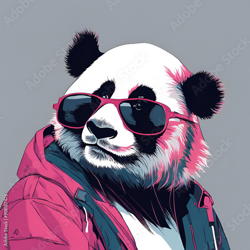 panda, fumetti, animale, orso, vettoriale, illustrazione, bebè, carina, cane, carattere, amore, cuore, mammifero, cina, nera, buffo, fauna, arte, design, disegno, bambu, giardino zoologico, animale, g