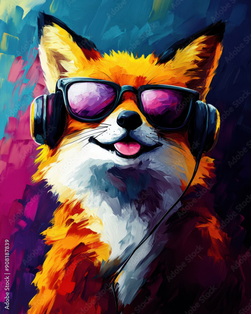 Fox portrait painting, Creative art style with thick brush strokes and random thick color lumps. Fox portrait painting, Creative art style with thick brush strokes and random thick color lumps.