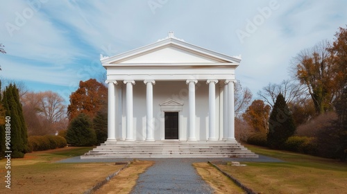 Greek Revival architecture, classical influence, focus on, neoclassical elements, whimsical, blend mode, historic temple