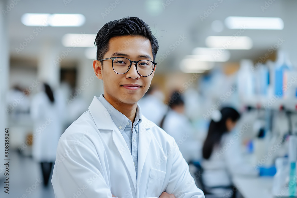 Portrait of Asian man and confident doctor in hospital for healthcare service, career or medicine. Portrait of Asian man and confident doctor in hospital for healthcare service, career or medicine.