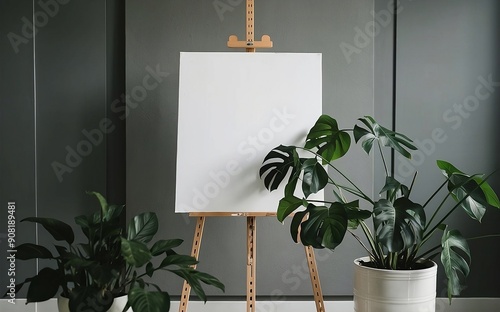 white foam board poster on an easel front facing	