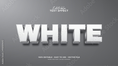 Editable white 3d text effect, luxury 3d vector mock up