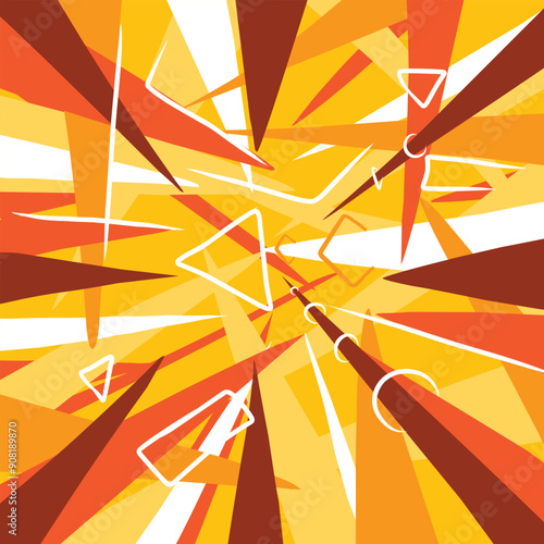 yellow brown sharp-edged abstract pattern digital art vector illustration wallpaper background
