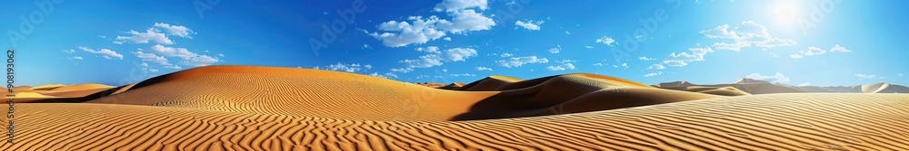 Naklejka premium Majestic sand dune under clear blue sky in the Sahara.