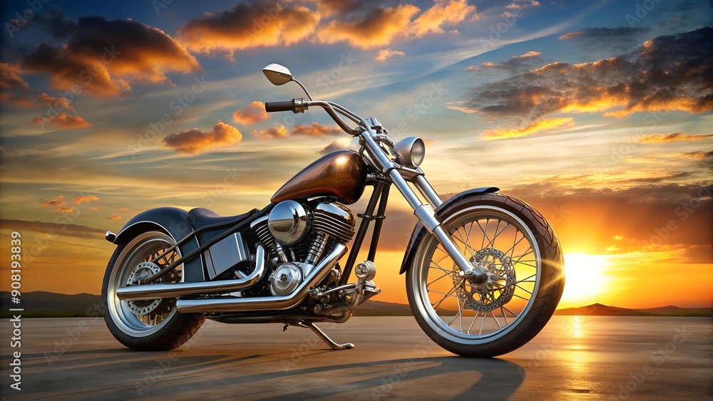 Obraz premium Chrome Dreams: A Symphony of Steel and Sun generative AI