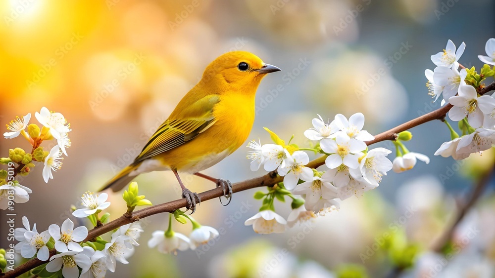 Golden Gleam on a Spring Branch AI generated Golden Gleam on a Spring Branch AI generated