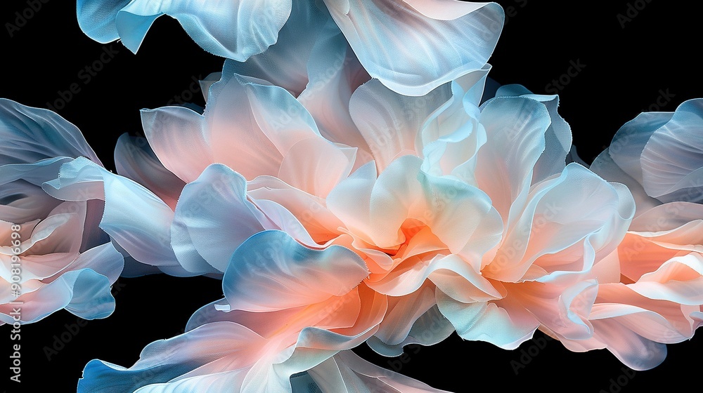 Pink-blue flower centered against black backdrop Pink-blue flower centered against black backdrop