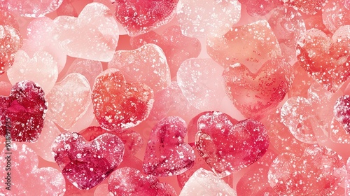  A tower of heart-shaped candies on top of another pile of heart-shaped candies