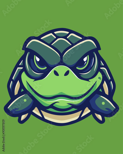 Determined Green Turtle Mascot Logo - Aggressive Reptile Character