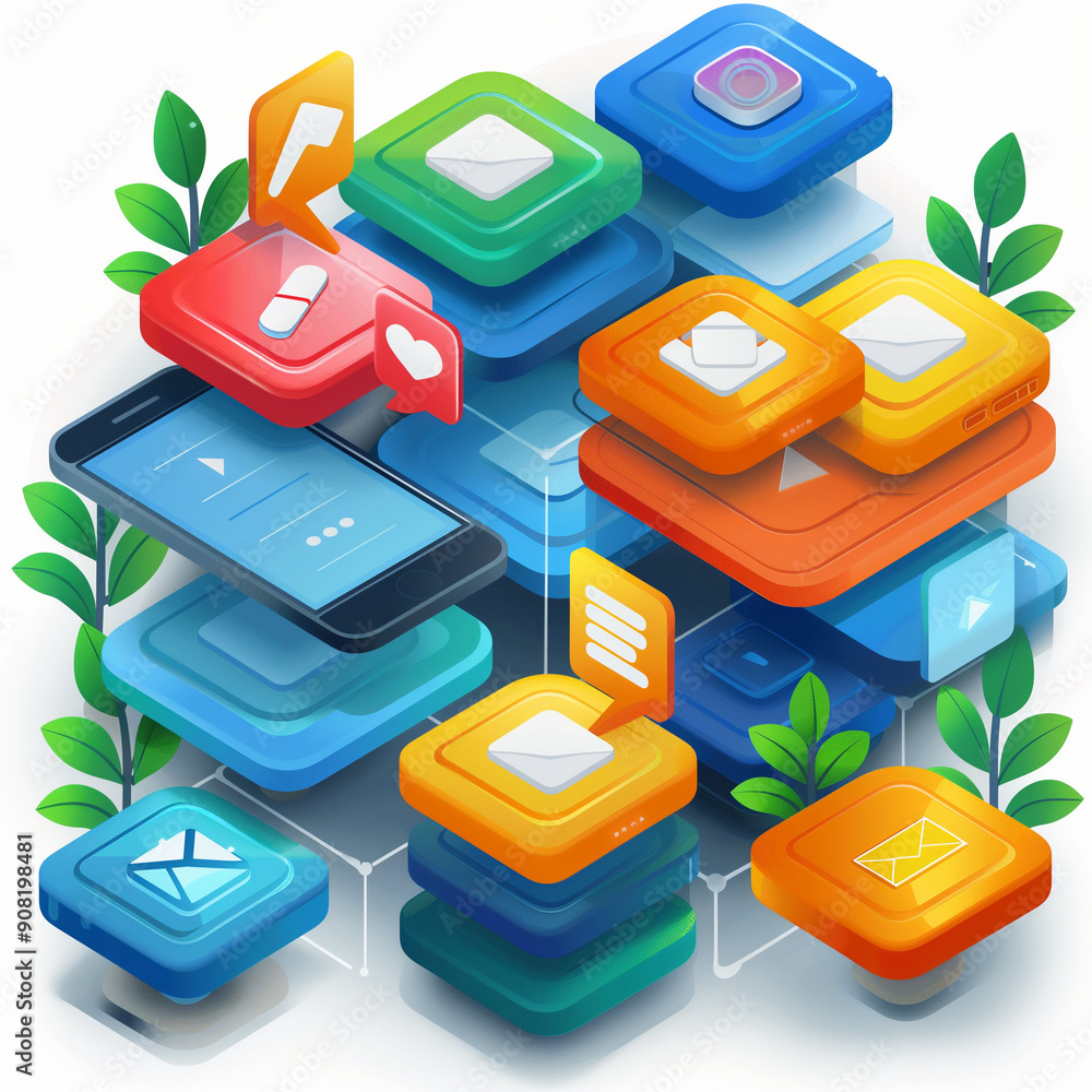a bunch of colorful smartphones with green leaves
a bunch of colorful smartphones with green leaves