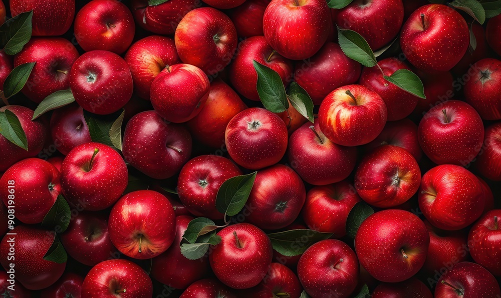Fresh red apples, top view, vibrant and plentiful. Fresh red apples, top view, vibrant and plentiful.
