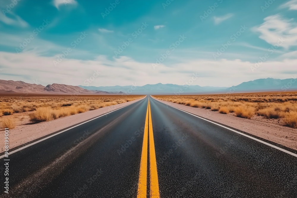 Endless Road Through Desert Landscape Endless Road Through Desert Landscape