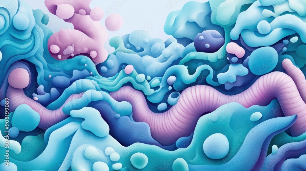 Abstract 3D Fluid Forms in Blue and Pink Abstract 3D Fluid Forms in Blue and Pink