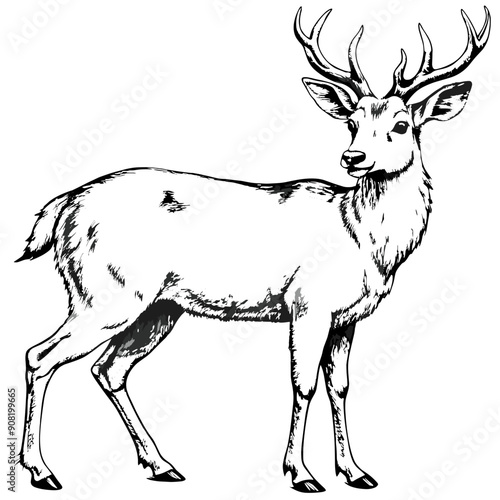 Venison Illustration, Black and White, Game Meat Concept