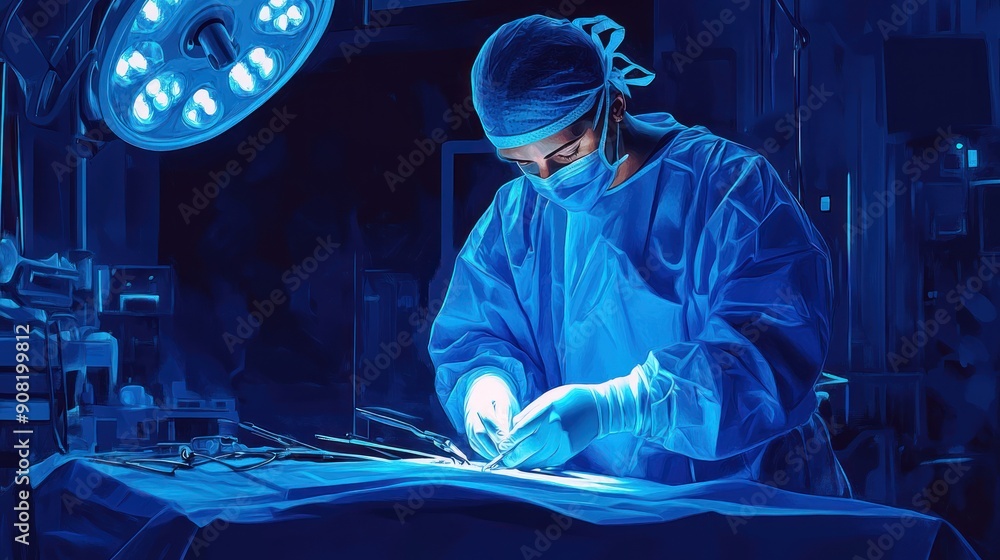 Obraz premium Surgeon Performing Surgery in Operating Room