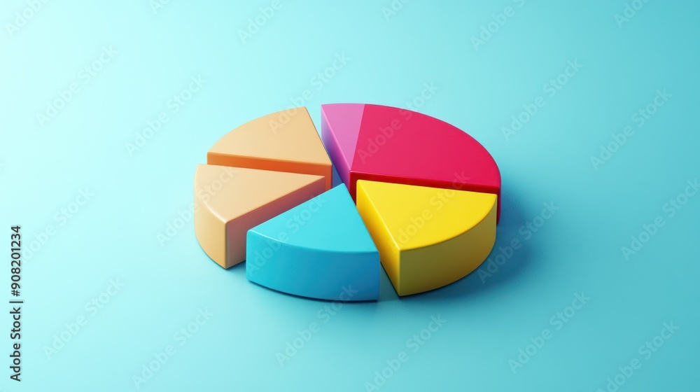 Colorful Pie Chart on Blue Background Colorful Pie Chart on Blue Background
