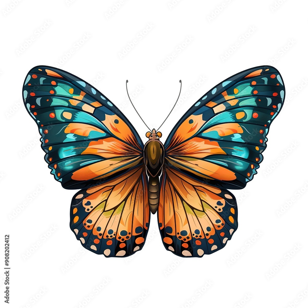 Fototapeta premium Butterfly Sustainable animal fashion cartoon isolated whitebackground 16:9