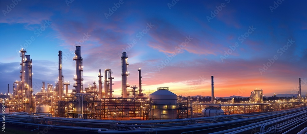 Obraz premium petrochemical industry on sunset and Twilight sky