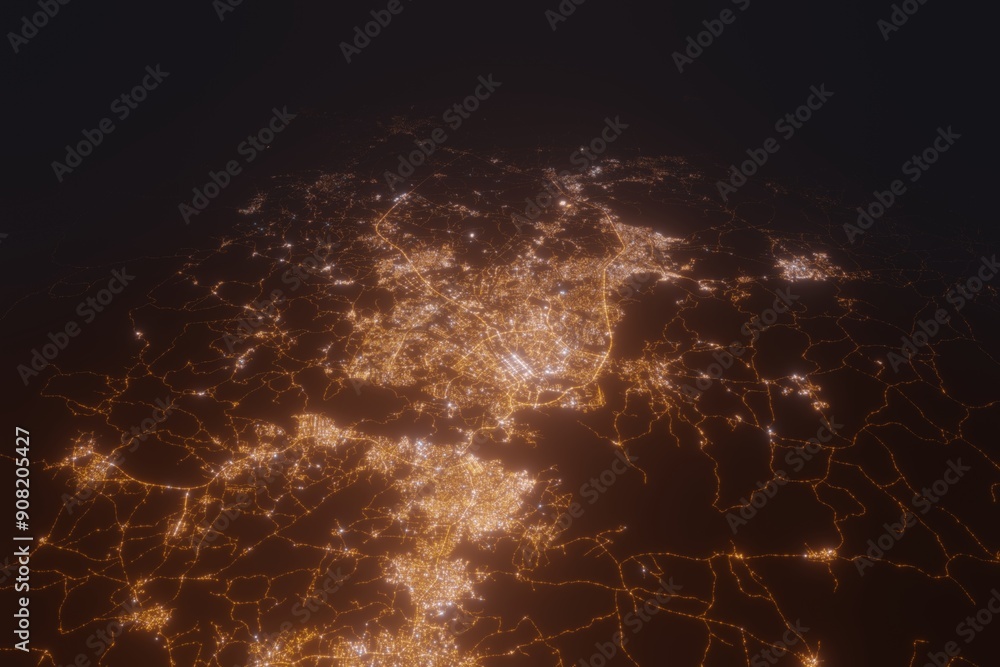 © Hairem - Aerial view on Abuja (Nigeria) from east. Satellite view on modern city at night © Hairem - Aerial view on Abuja (Nigeria) from east. Satellite view on modern city at night