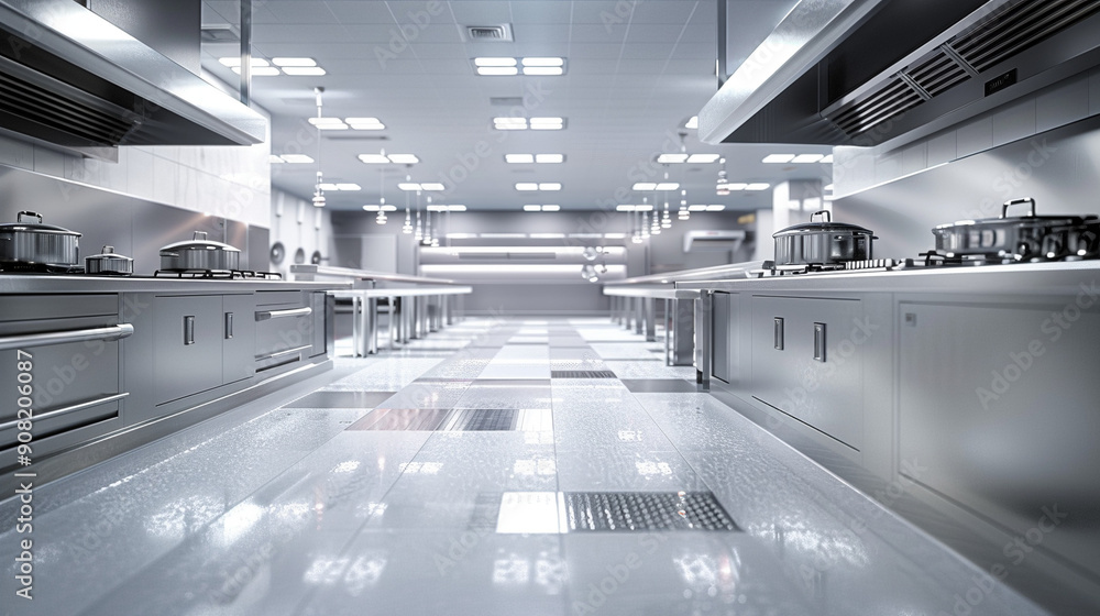Futuristic Minimalist Kitchen Counter Perspective Futuristic Minimalist Kitchen Counter Perspective