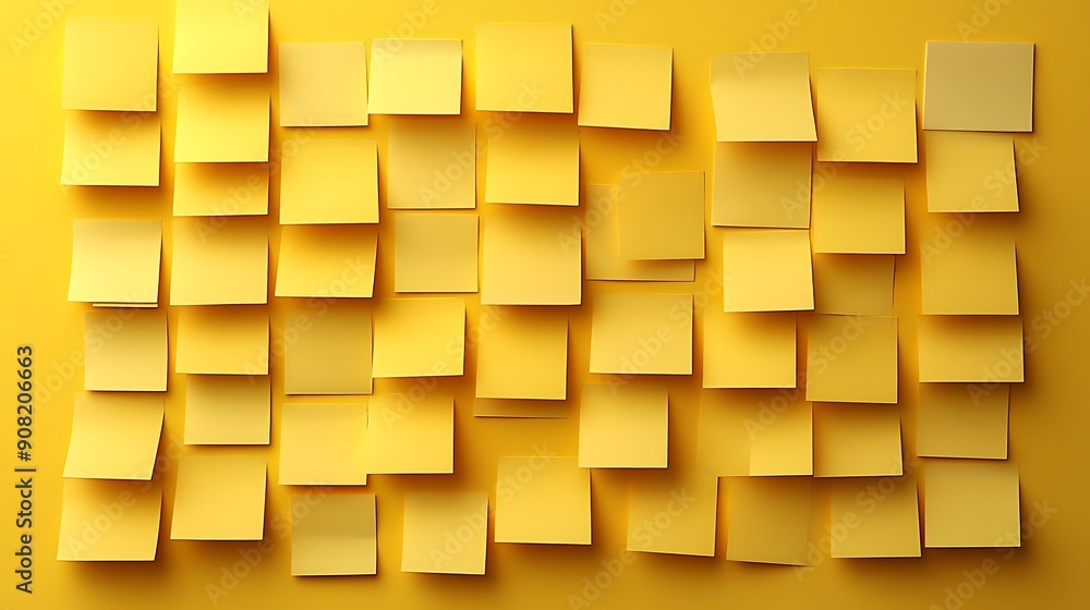 Yellow sticky notes of various sizes and orientations on a bright yellow background. Yellow sticky notes of various sizes and orientations on a bright yellow background.