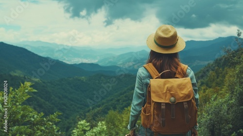 Woman Admires Breathtaking Mountain View