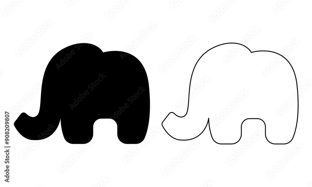 Elephant black silhouette, illustration, icon. Elephant cookie shape. Vector cookie cutter design. Die cut, laser cutting. Shape for cutting. Elephant black silhouette, illustration, icon. Elephant cookie shape. Vector cookie cutter design. Die cut, laser cutting. Shape for cutting.