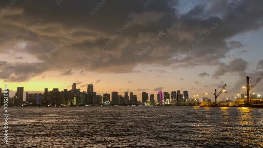 Miami city view from the sea by dawn time Miami city view from the sea by dawn time