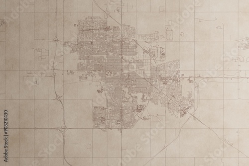 Obraz na plátně Map of Regina (Canada) on an old vintage sheet of paper